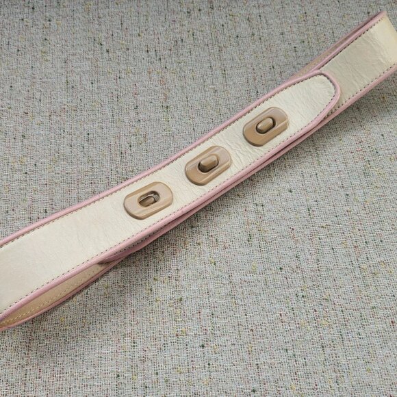 Vintage Cynthia Rowley Ladies Belt Genuine Leather Tan/pink Waistband Size 30 in - Picture 9 of 12